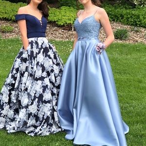 Size 4 light blue 2 piece prom dress